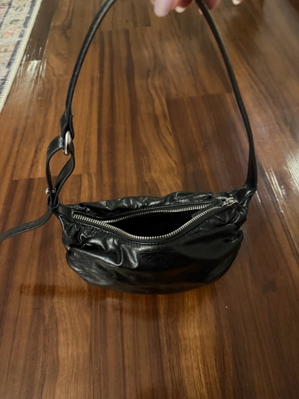 Zara Black Ruched Shoulder Bag - Picture 4 of 5